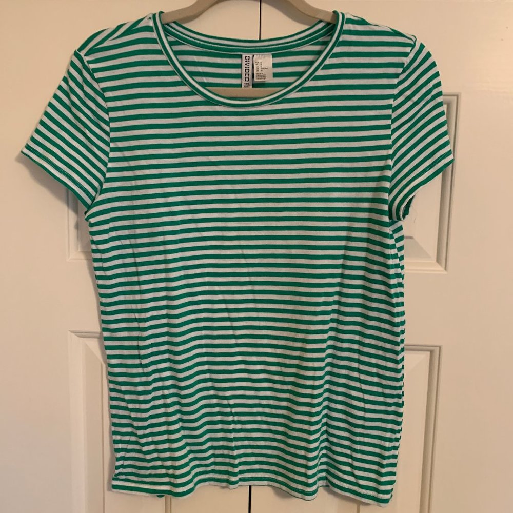 H&M Divided women's green/white striped tee